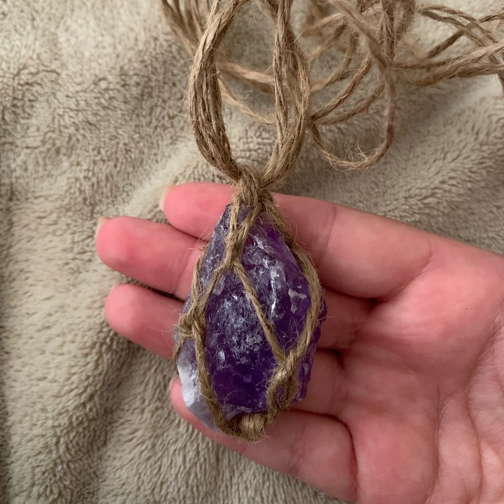 Amethyst Crystal Wrapped Necklace